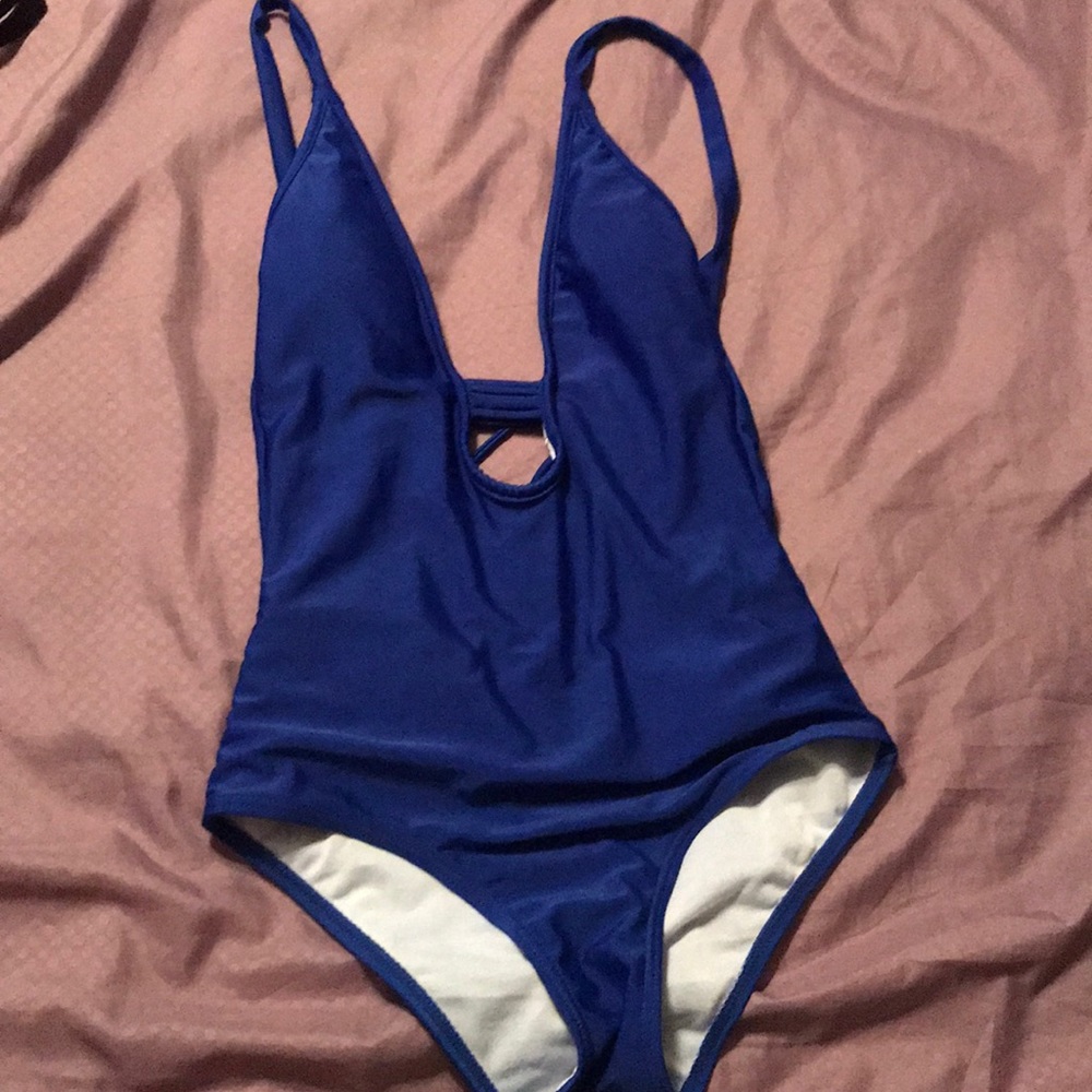 Blue one piece swim suit